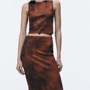 ZARA ANTIQUE FINISH KNIT PENCIL TOP AND SKIRT SET